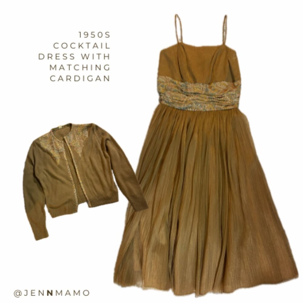 Women's Vintage Cocktail Dress with Cardigan, 1950s